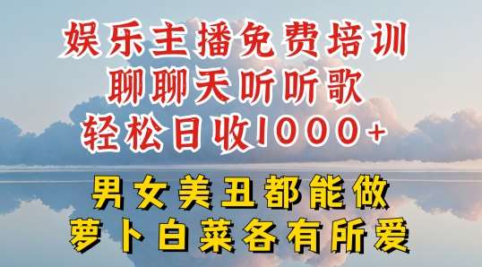 娱乐主播免费培训聊聊天听听歌轻松日收1K+,男女美丑都能做萝卜白菜各有所爱【揭秘】-赛德副业库