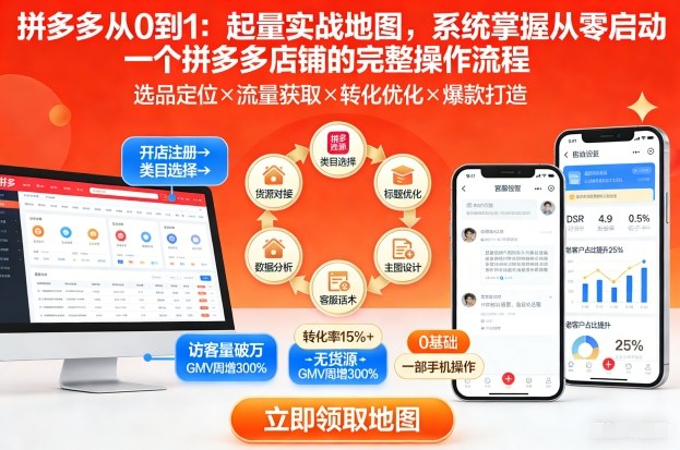 拼多多从0到1：起量实战地图，系统掌握从零启动一个拼多多店铺的完整操作流程-赛德副业库