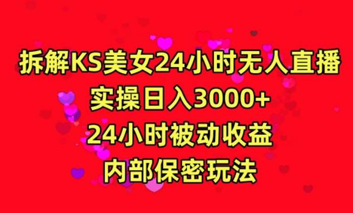 利用快手24小时无人美女直播,实操日入3000,24小时被动收益,内部保密玩法【揭秘】-赛德副业库