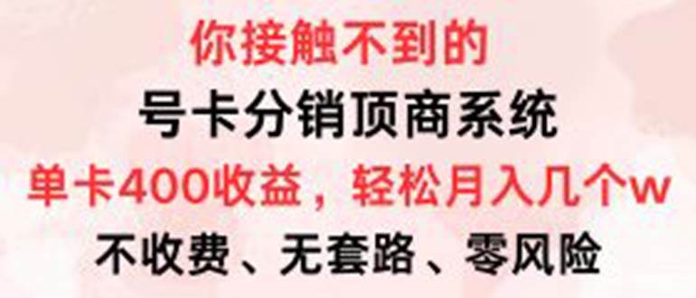 （12820期）号卡分销顶商系统，单卡400+收益。0门槛免费领，月入几W超轻松！-赛德副业库