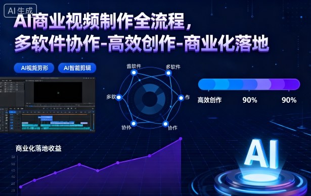 AI商业视频制作全流程，多软件协作-高效创作-商业化落地-赛德副业库