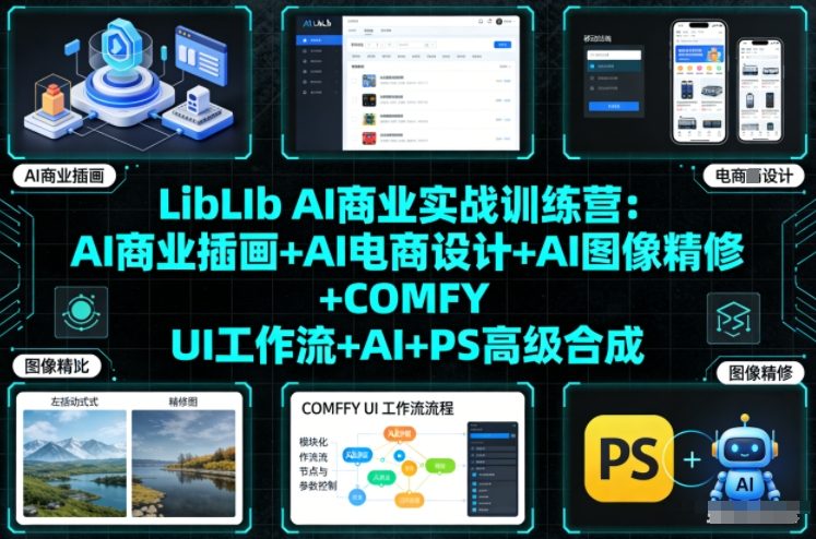LibLIb AI商业实战训练营:AI商业插画+AI电商设计+AI图像精修+COMFY UI工作流+AI+PS高级合成-赛德副业库