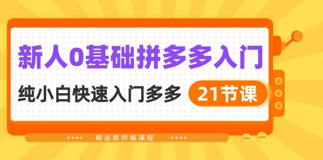 （10299期）新人0基础拼多多入门，​纯小白快速入门多多（21节课）-赛德副业库
