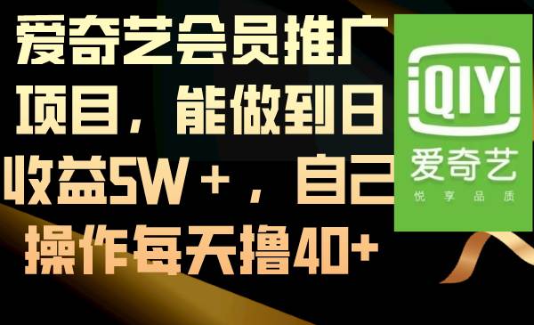 （8663期）爱奇艺会员推广项目，能做到日收益5W＋，自己操作每天撸40+-赛德副业库