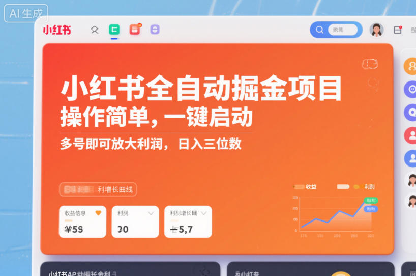 小红书全自动掘金项目,操作简单,一键启动,多号即可放大利润,日入三位数【揭秘】-赛德副业库