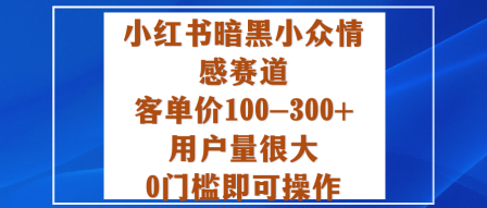 小红书暗黑小众情感赛道，客单价100-300+用户量很大，0门槛即可操作-赛德副业库