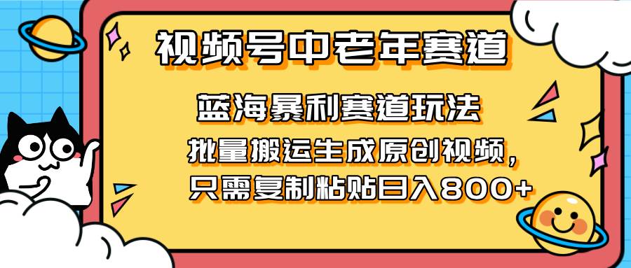 （14314期）2025视频号中老年短视频蓝海暴利风口！复制粘贴搬运视频单日赚800+，无…-赛德副业库