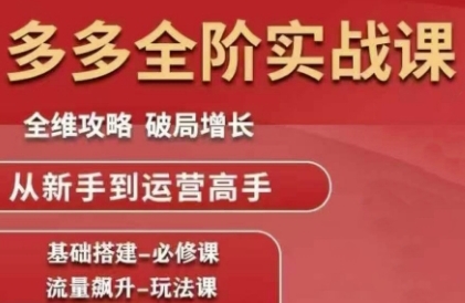拼多多全阶实战课程，全维攻略，破局增长，从新手到运营高手-赛德副业库