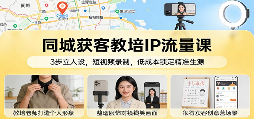 同城获客教培IP流量课:3步立人设,短视频录制,低成本锁定精准生源-赛德副业库