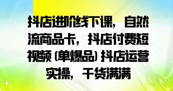 抖店进阶线下课，自然流商品卡，抖店付费短视频(单爆品)抖店运营实操，干货满满-赛德副业库