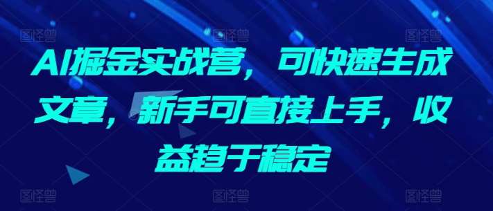 AI掘金实战营，可快速生成文章，新手可直接上手，收益趋于稳定-赛德副业库