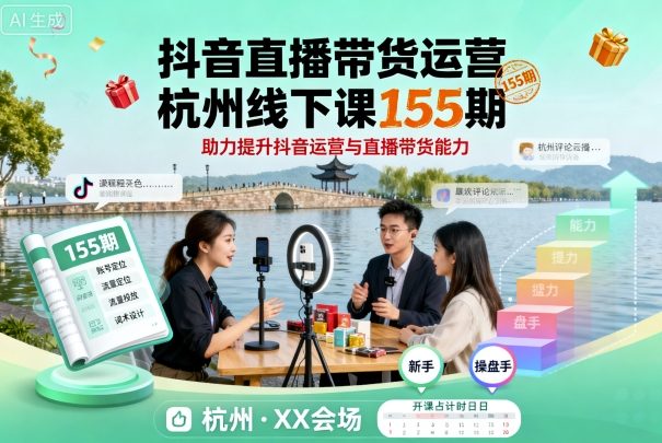抖音直播带货运营杭州线下课155期，助力提升抖音运营与直播带货能力-赛德副业库