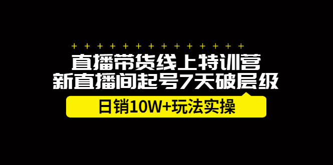 直播带货线上特训营，新直播间起号7天破层级日销10万玩法实操-赛德副业库