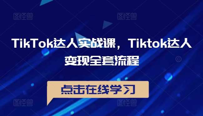 TikTok达人实战课，Tiktok达人变现全套流程-赛德副业库