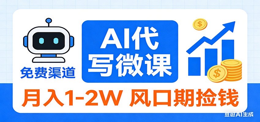 2026告别打工！AI 代写微课，提供免费渠道，月入 1-2W 风口期捡钱-赛德副业库