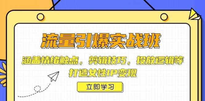 流量引爆实战班，涵盖情绪触点，剪辑技巧，投放逻辑等，打造女性IP变现-赛德副业库