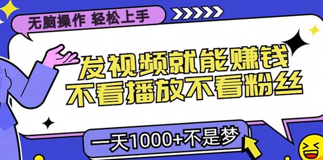 （13283期）无脑操作，只要发视频就能赚钱？不看播放不看粉丝，小白轻松上手，一天…-赛德副业库