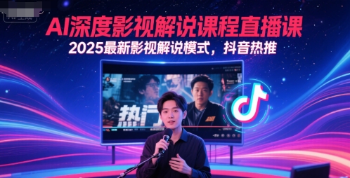AI深度影视解说课程直播课，2025最新影视解说模式，抖音热推-赛德副业库