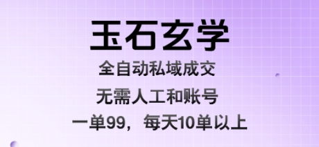 玉石玄学全自动私域成交,一单99每天十单以上,无需人工和矩阵账号,蓝海项目直接干【揭秘】-赛德副业库