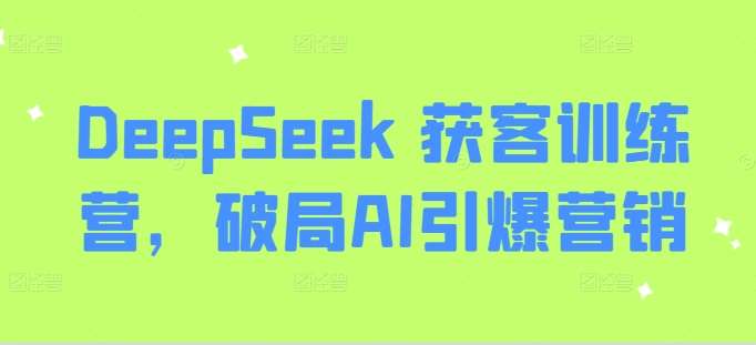 DeepSeek 获客训练营，破局AI引爆营销-赛德副业库