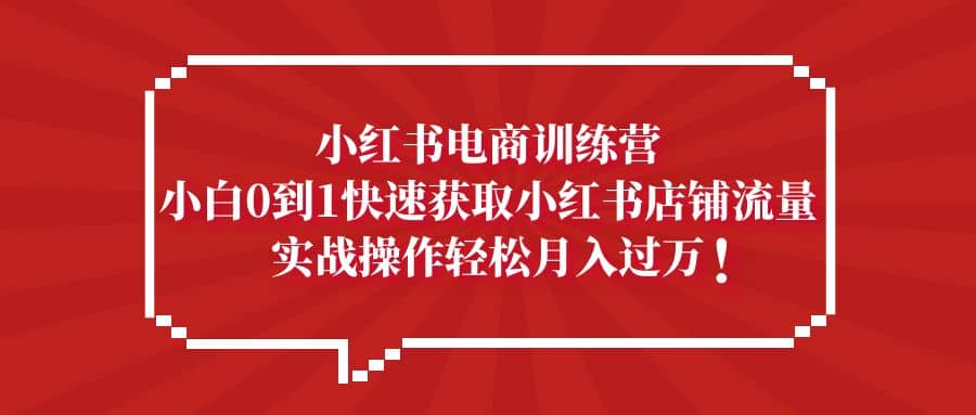 小红书电商训练营,小白0到1快速获取小红书店铺流量-赛德副业库