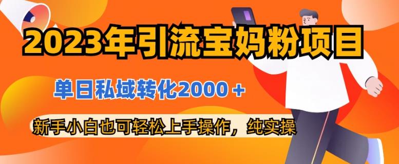2023年引流宝妈粉项目，单日私域转化2000＋，新手小白也可轻松上手操作，纯实操-赛德副业库