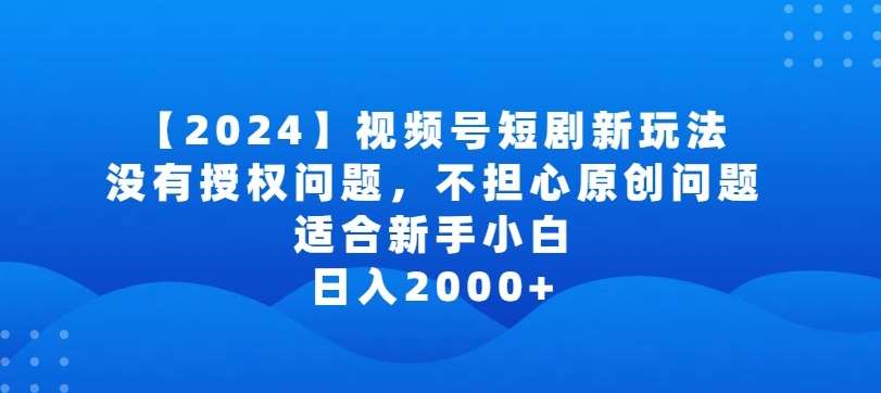 2024视频号短剧玩法，没有授权问题，不担心原创问题，适合新手小白，日入2000+【揭秘】-赛德副业库