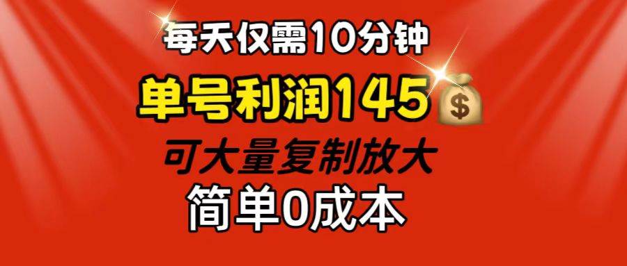（12027期）每天仅需10分钟，单号利润145 可复制放大 简单0成本-赛德副业库