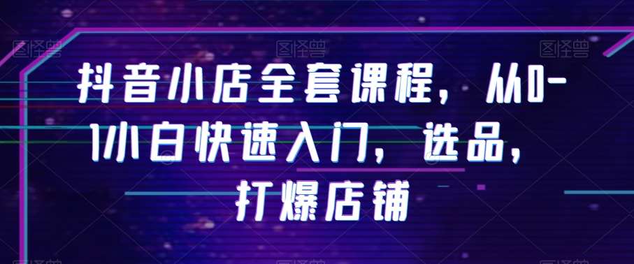 抖音小店全套课程，从0-1小白快速入门，选品，打爆店铺-赛德副业库