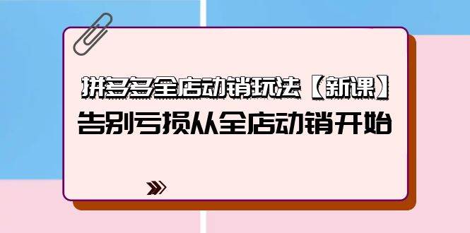 (9974期)拼多多全店动销玩法【新课】,告别亏损从全店动销开始(4节视频课)-赛德副业库