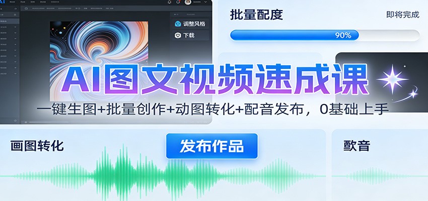 AI图文视频速成课:一键生图+批量创作+动图转化+配音发布,0基础上手-赛德副业库