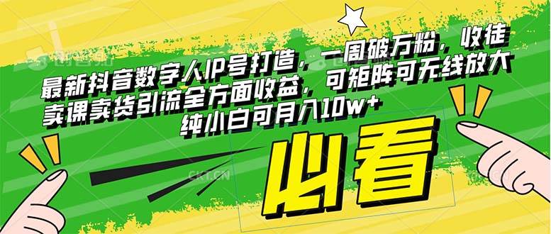 （8100期）最新抖音数字人IP号打造，一周破万粉，收徒卖课卖货引流全方面收益，可…-赛德副业库