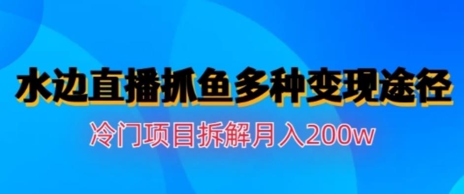 水边直播抓鱼，多种变现途径冷门项目，月入200w拆解【揭秘】-赛德副业库