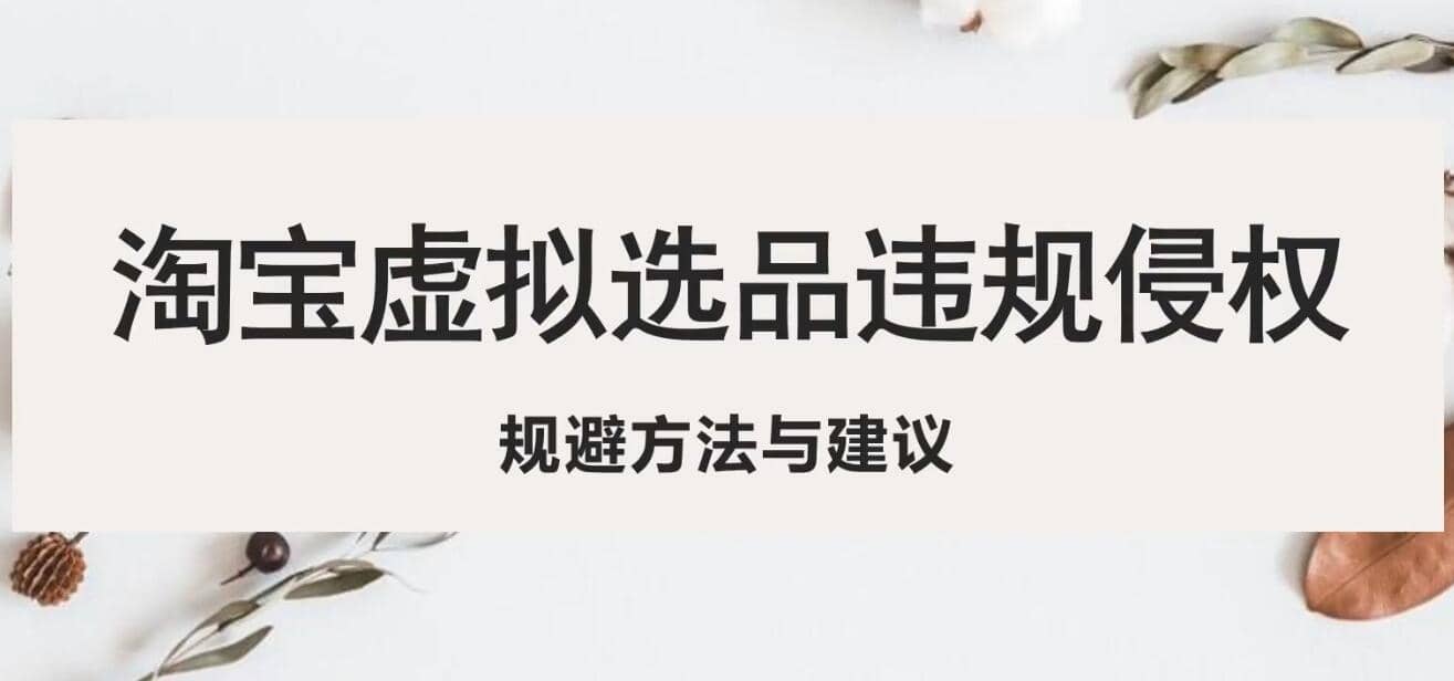 淘宝虚拟违规侵权规避方法与建议,6个部分详细讲解,做虚拟资源必看-赛德副业库