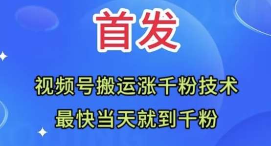 全网首发:视频号无脑搬运涨千粉技术,最快当天到千粉【揭秘】-赛德副业库