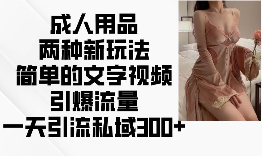成人用品两种新玩法,简单的文字视频引爆流量,一天引流私域300+-赛德副业库