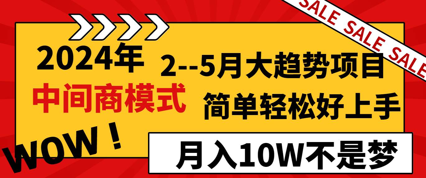 （8978期）2024年2–5月大趋势项目，利用中间商模式，简单轻松好上手，轻松月入10W…-赛德副业库