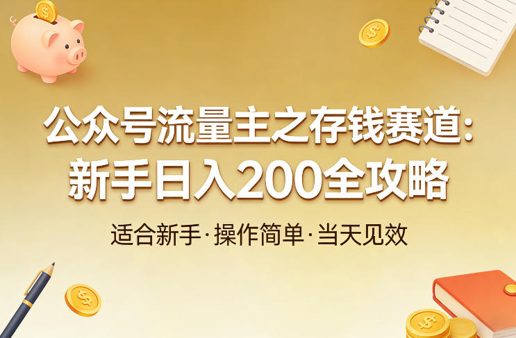 公众号流量主之存钱赛道，贴合当下需求，适合新手，一天收益2张-赛德副业库