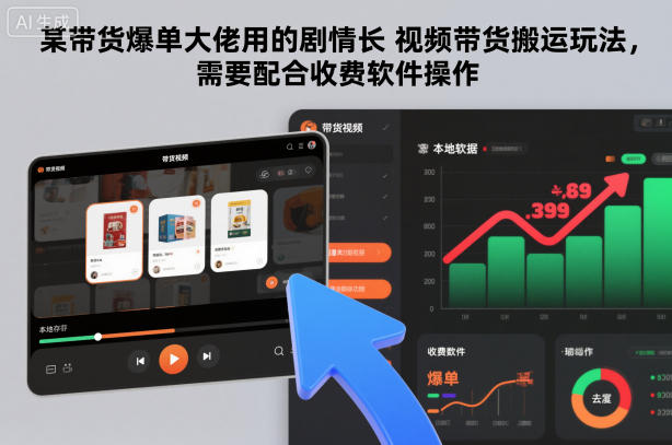 某带货爆单大佬用的剧情长视频带货搬运玩法,需要配合收费软件操作-赛德副业库