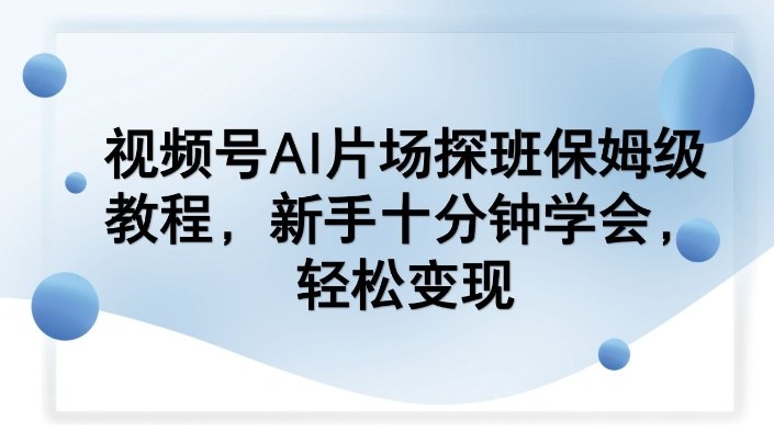 视频号AI片场探班保姆级教程,新手十分钟学会,轻松变现-赛德副业库