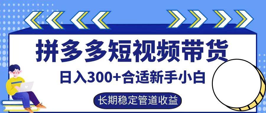 拼多多短视频带货日入300+，实操账户展示看就能学会-赛德副业库