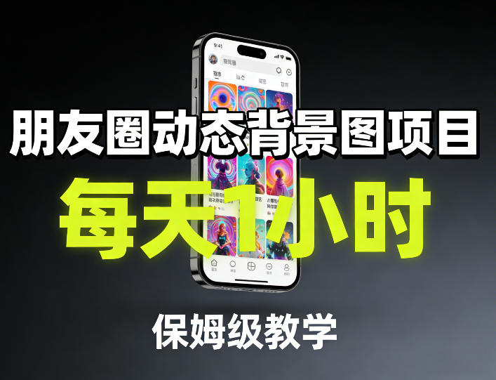 朋友圈动态背景图项目，每天1小时，保姆级教学-赛德副业库