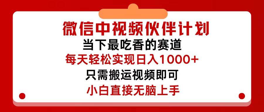 （12017期）微信中视频伙伴计划，仅靠搬运就能轻松实现日入500+，关键操作还简单，…-赛德副业库