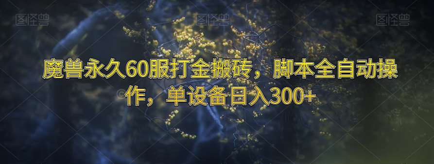 魔兽永久60服打金搬砖，脚本全自动操作，单设备日入300+【揭秘】-赛德副业库