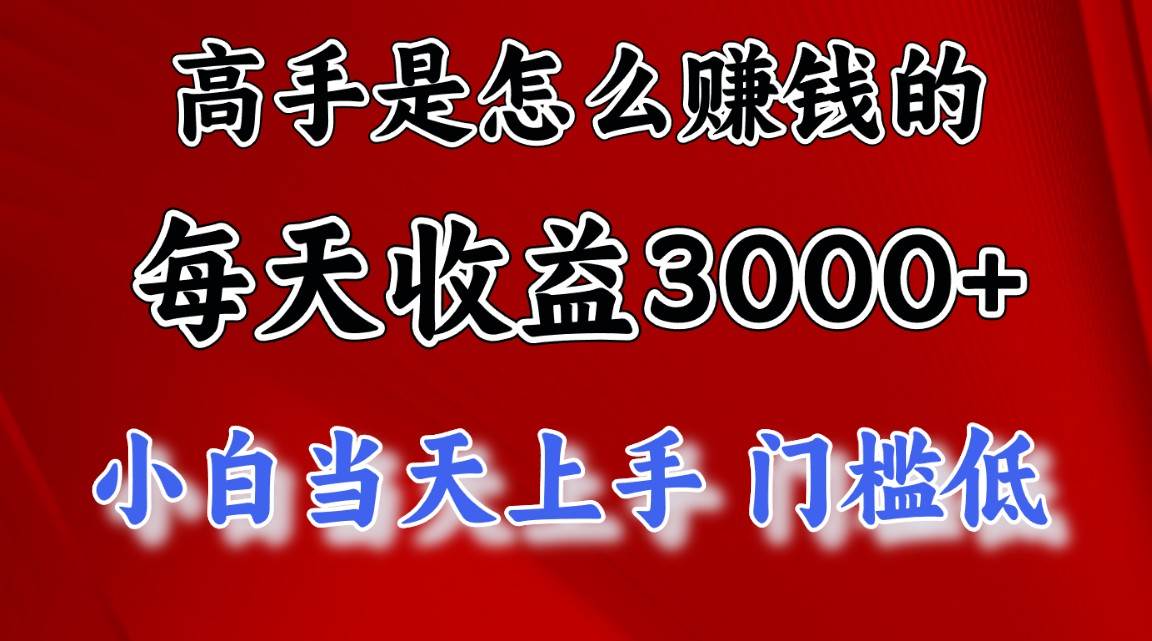 (10436期)高手是怎么赚钱的,一天收益3000+ 这是穷人逆风翻盘的一个项目,非常稳...-赛德副业库