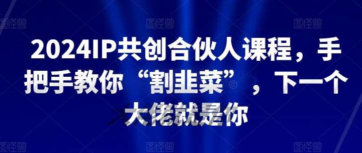 2024IP共创合伙人课程，手把手教你“割韭菜”，下一个大佬就是你-赛德副业库