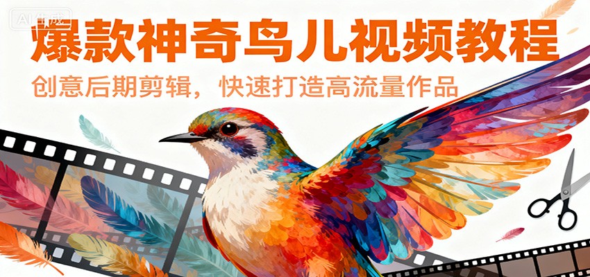 爆款神奇鸟儿视频教程,创意后期剪辑,快速打造高流量作品-赛德副业库