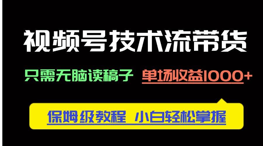 （14476期）视频号技术流带货，只需无脑读稿子，单场收益1000+ 保姆级教程，小白轻…-赛德副业库