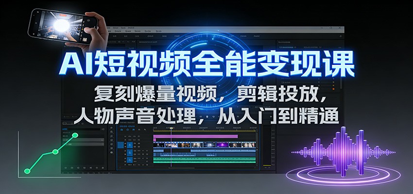 AI短视频全能变现课：复刻爆量视频，剪辑投放，人物声音处理，从入门到精通-赛德副业库
