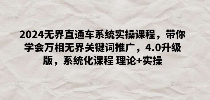 2024无界直通车系统实操课程，带你学会万相无界关键词推广，4.0升级版，系统化课程 理论+实操-赛德副业库